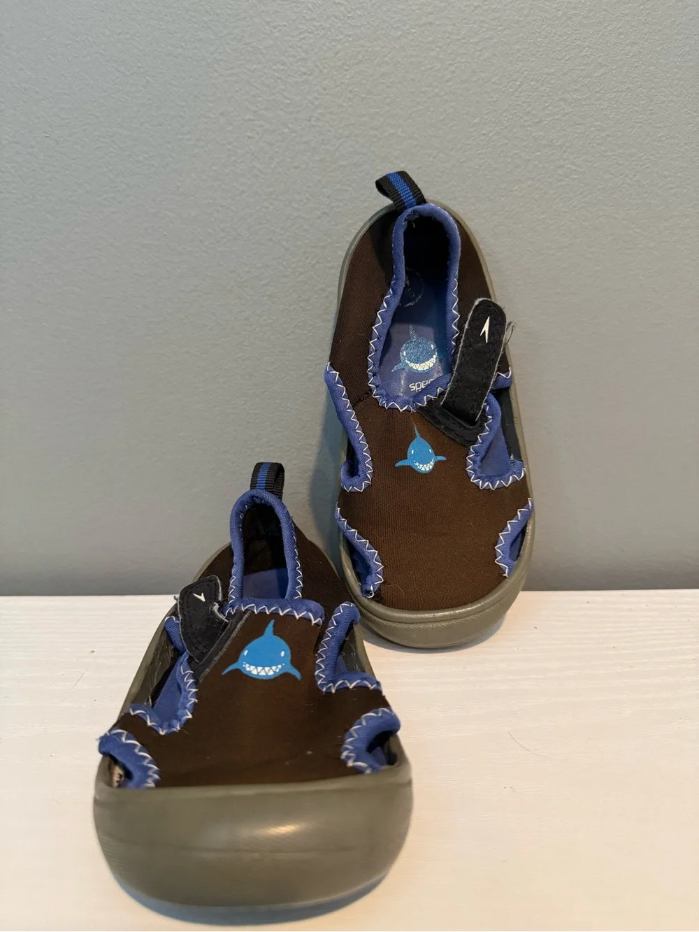 Kids Speedo Shark Slip-On Water Shoes - Brown and Blue